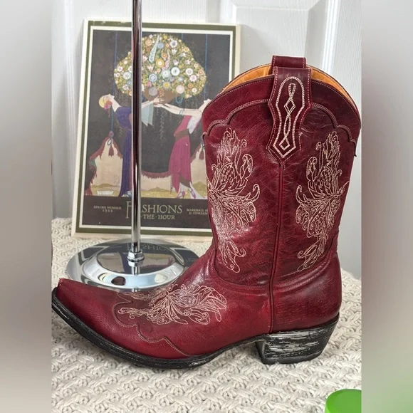 Old Gringo Red Leather Butterfly Boots - Picture 5 of 11